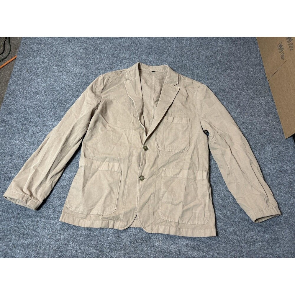 J.CREW Sport Coat Mens 42 Beige Cotton Linen 2 Btn Notch Blazer Casual